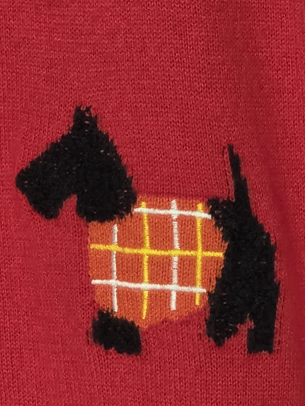 Talbots Red Black Scottie Dog Plaid Sweater Cashmere Blend Women’s XL - Picture 7 of 16